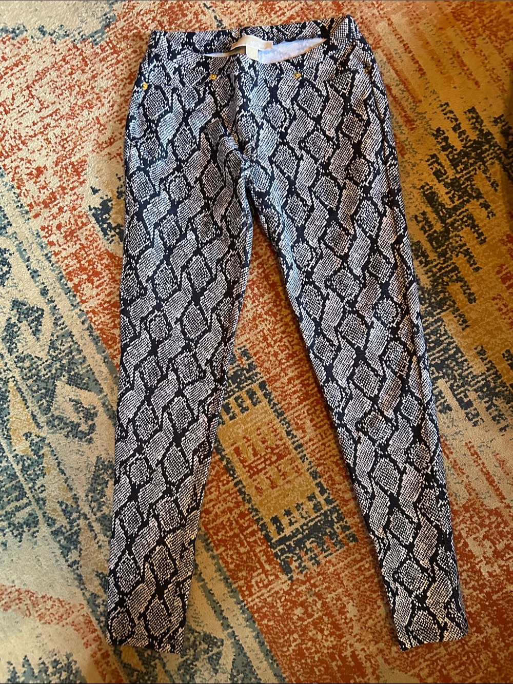MICHAEL Michael Kors Navy Blue & White Snake-Print Leggings